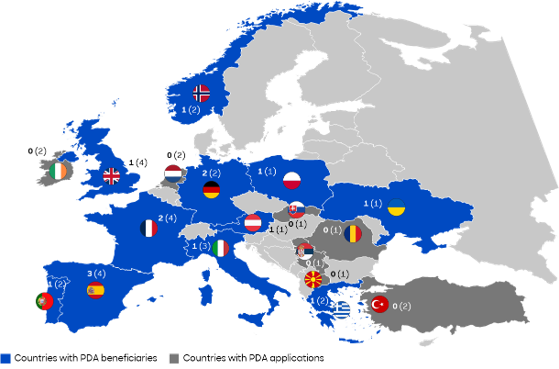 Map of PDA applications