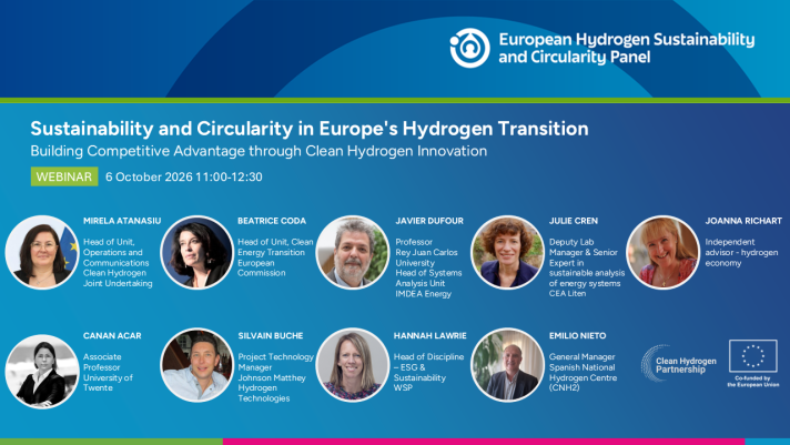 Webinar on Sustainability and Circularity in Europe’s Hydrogen Transition: Building Competitive Advantage through Clean Hydrogen Innovation speakers